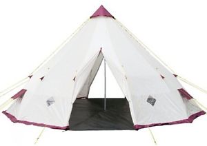 Giant Teepee Tent Centre Pole Beige Burgundy Dome Tents Garden Camping Outdoors
