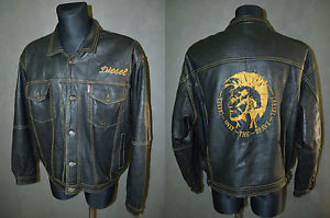 VINTAGE DIESEL ONLY THE BRAVE GIACCA DI PELLE TAGLIA XL MOTORINO CAMIONISTI