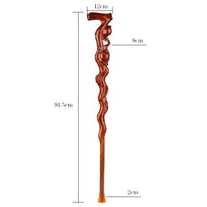 Trekking Stick Poles Wood Crutches Hand Carved Walking/Hiking w/ Non-Slip Soles
