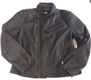 nuovo con etichetta da uomo Ralph Lauren Nera Giacca Di Pelle Grand Prix L/XL