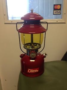 Coleman 3/62 Burgundy 200A Lantern With Rare Amber Globe ! Works Great ! Rare