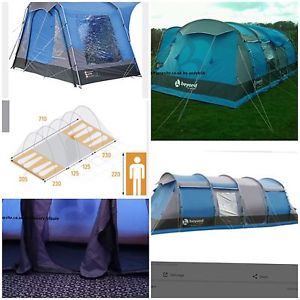 gelert meridian 8 man tent with porch & carpet