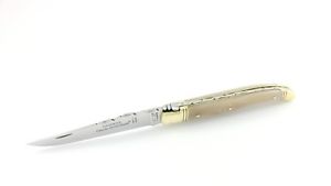 Claude Dozorme Laguiole 12 cm guillochiert Hornspitze mit Messingbacken