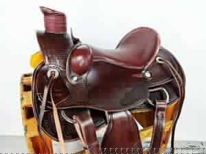 HEAVY DUTY 16" BROWN LEATHER WESTERN WADE ROPING RANCH COWBOY HORSE SADDLE TACK