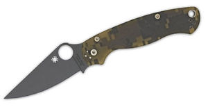 Spyderco Para-Military 2 Camoflauge G-10 Plain BLK Blade