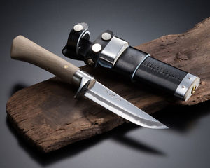 Hunting Knife 120mm Aogami Steel with Leather Case Japan Outdoor tool blue steel