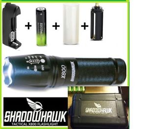 Lot 50 Genuine SHADOWHAWK X800 Tactical Flashlight + Case LED Zoom Military G700