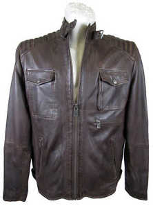 Milestone Giacca Di Pelle Uomo Vera Agnello Nappa marrone nuovo 6425