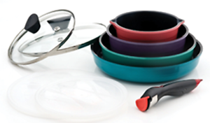 Neoflam Midas 9-piece Ceramic Nonstick Cookware Set with Detachable Handle