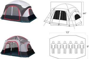 Large Dome Hybrid Camping Tent Convertable 1 or 2 Rooms Sleeps 6