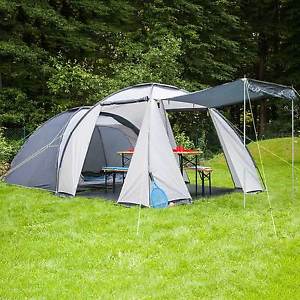 SKANDIKA BERGEN 4 PERS. TENTE CAMPING IGLOO DÔME AVEC AVANCEE BLEU/GRIS NEUVE