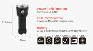 PT26 9X CREE XP-G2 S4 3850LM RECHARGEABLE USB POWER BANK LED FLASHLIGHT,MECARMY