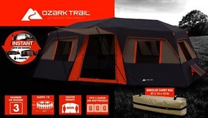 Ozark Trail 10-Person Camping Tent Orange Outdoor Family Instant Cabin Shelter