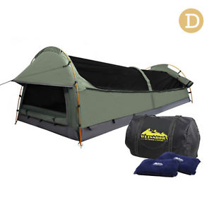 New Double Camping Canvas Swag Tent Celadon with Air Pillow