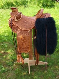 17 inches on sbl leather equestrian horse product leather saddle with tack