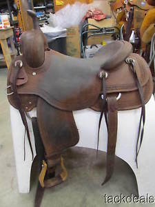 Brazos Ranch Cutter Cutting Saddle Cowpuncher Conchos Fully Rigged Used 16"