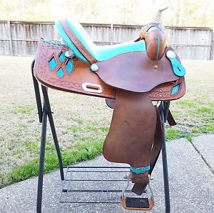 14'' AMERICAN SADDLERY Circle A Diamond Racer Barrel Saddle FQHB w/ Breastplate