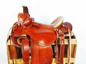 16" RAWHIDE LEATHER WESTERN WADE ROPING RANCH TRAIL COWBOY HORSE SADDLE TACK