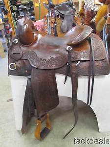 Bob's Custom Lloyd Cox Ranch Cutter Cutting Saddle 16 1/2" Used