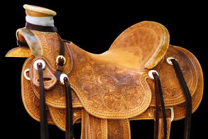 new equestrian hot seat saddle on western leather saddle with tack set