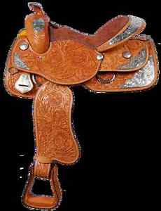 GENUINE WESTERN LEATHER SHOW SADDLE 16'' WITH GIRTH AND ACESSORIES