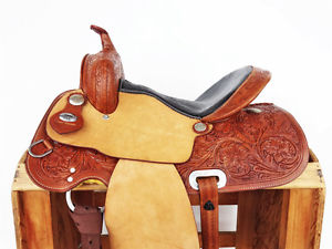 15" ROUGH OUT WESTERN LEATHER COWBOY HORSE PLEASURE TRAIL RANCH SADDLE TACK