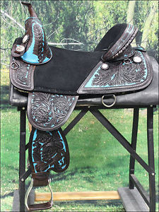 TW101DBTQ-A HILASON BROWN TREELESS WESTERN TRAIL BARREL RACING SADDLE 14
