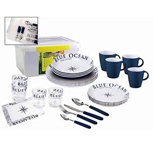 Brunner All Inclusive Blue Ocean Antislip - Set di piatti in melamina