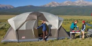 WeatherMaster 10-Person Tent Door Hinged Family Camping Dome Tents Brown