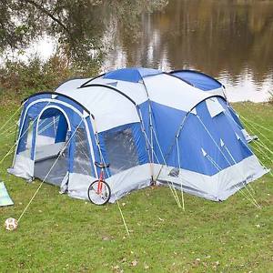 Skandika Nimbus 8 Person/Man Group Tent 4 Sleeping Cabins 2 Entrances Blue