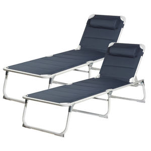 Giardino Campeggio Strand Lettino 2er Set Sedie sdraio 2Meter Giardino sole blu
