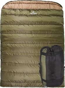 Queen Size Sleeping Bag Camping Hiking Outdoor Flannel Lined 94 x 62 In, Green