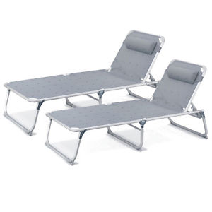 Giardino Campeggio Strand Lettino 2er Set Sedie sdraio 2Meter sole antracite