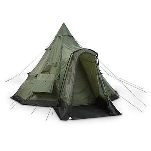 Guide Gear Deluxe 10 Person Camping Teepee Tent for Family Hiking Outdoor Trip