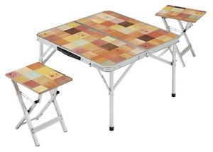 Coleman Natural Mosaic Picnic Set For 2 Chair Table Folding Set Outdoor Camping