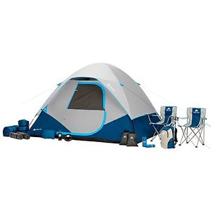 Camping Tent 28 Piece Premium Camping Combo Set Rainfly Waterproof Camp Chairs