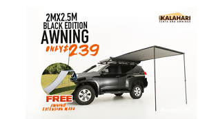 KALAHARI Black Edition 2m x 2.5m Side Pullout Awning+ FREE Awning Extension Wall