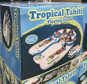 New Sun Pleasure 7-Person Tropical Tahiti Floating Island Pool/Lake Float Cooler
