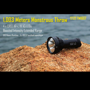 Bundle: Nitecore TM16GT Flashlight CREE XP-L HI V3 LED w/ 4x 18650 + Smt Charger