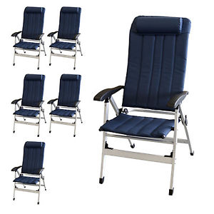 6er Set Gartenstuhl Campingstuhl Klappstuhl Hochlehner Alu 7-fach verstellbar
