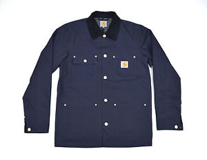 Carhartt, Lavoretto Cappotto, Giacca, Blu Marino Scuro rigido, Tela,