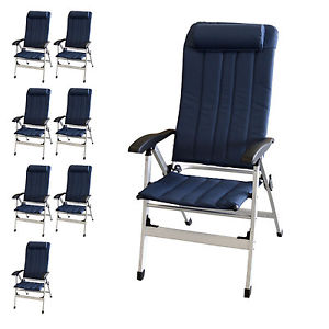 8er Set Gartenstuhl Campingstuhl Klappstuhl Hochlehner Alu 7-fach verstellbar
