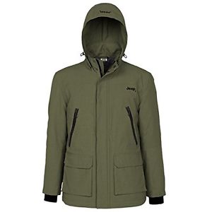 Jeep Man Outdoor Padded Jacket W/Hood Giacca, Dark Green/Black, L