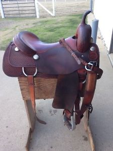 cutting saddle john piland 18 inch with breast collar, aluminum stirrups
