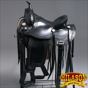 TT107BK-F HILASON WESTERN FLEX TREE ENDURANCE TRAIL RIDING HORSE SADDLE 14"