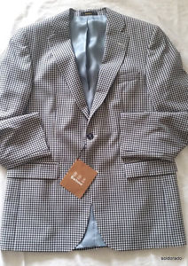 BARBOUR Uomo Giacca 2 Pulsante blu marino Modello di pepita Lana vergine Gr.50/