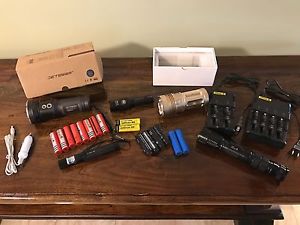 4 LED Flashlights and Laser pointer w/charger Nitecore