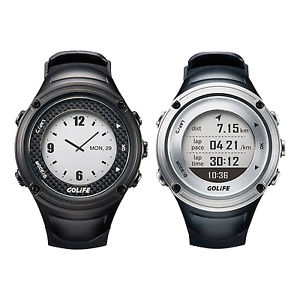 GPS 5ATM Sports Watch Rechargeable Compass Barometer Thermomter Color:Black H4L2