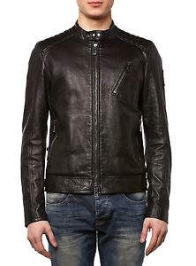 NUOVO BELSTAFF GIACCA HERREN71020219 K RACER BLUSA GIACCA DI PELLE NERO