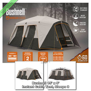 Instant Cabin Tent 9 Person 15' x 9' Large Outdoor Family Camping Vacation Tents